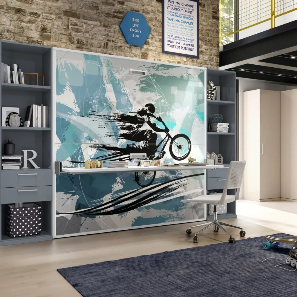 Frontale con stampa digitale BMX su un letto a castello a scomparsa